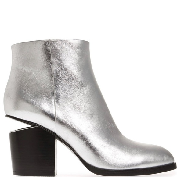 ALEXANDER WANG: Metallic Floating Heel Zip Bootie - Picture 2 of 11